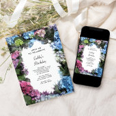 Invitation Fleurs Hydrangea multicolores fête d'anniversaire