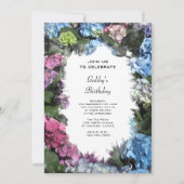 Invitation Fleurs Hydrangea multicolores fête d'anniversaire (Devant)