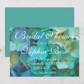 Invitation Fleurs hydrangeas bleues sarcelles jaunes roses fl (Devant / Derrière)