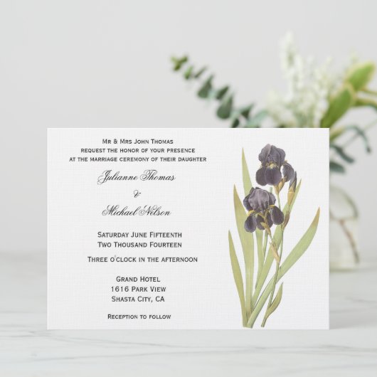 Invitation Fleurs Iris Violettes (Debout devant)