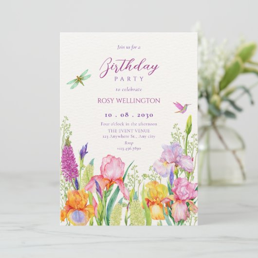 Invitation Fleurs irlandaises d'aquarelle (Debout devant)