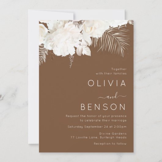 Invitation Fleurs Ivory Boho automne mariage d'automne (Devant)