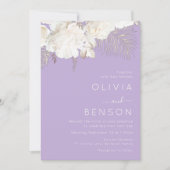 Invitation Fleurs Ivory Boho Automne Purple Mariage (Devant)