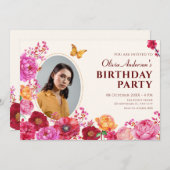 Invitation Fleurs jardin fleurir photo de printemps (Devant / Derrière)