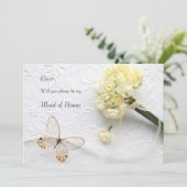 Invitation Fleurs jaune pâle avec demoiselle d'honneur papill (Debout devant)