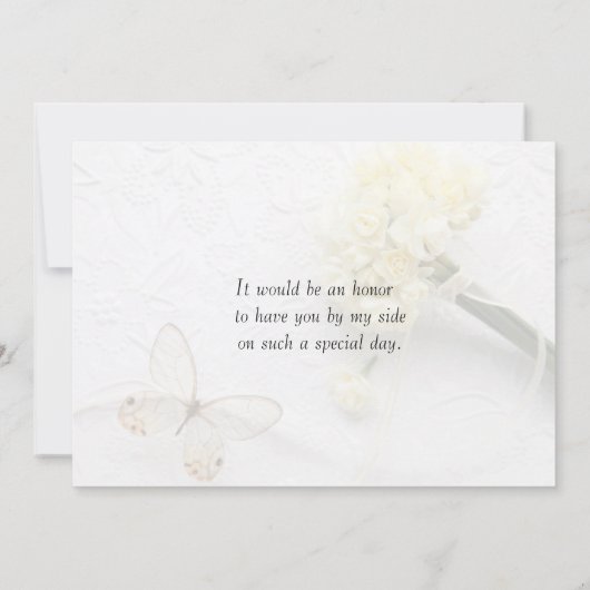 Invitation Fleurs jaune pâle avec demoiselle d'honneur papill (Dos)