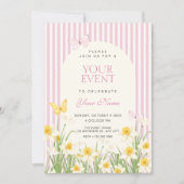 Invitation Fleurs jaune rose  (Devant)