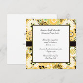 Invitation Fleurs Jaune Vert Marron Rétro Mariage Après (Devant / Derrière)
