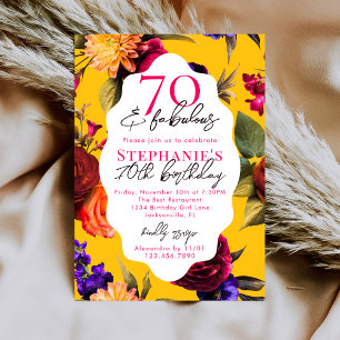 Invitation Fleurs Jaunes 70 & Incroyable Soixante-dixième Fêt