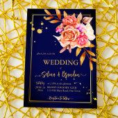 Invitation Fleurs jaunes bleues royales mariage de automne