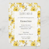 Invitation Fleurs Jaunes d'or Anniversaire (Devant / Derrière)