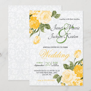 Invitation Fleurs jaunes dorées