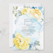 Invitation Fleurs Jaunes Dusty Bleu Élégant Dîner De Répétiti (Devant)