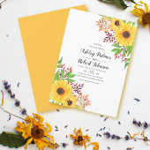 Invitation Fleurs jaunes et feuilles d'automne mariage