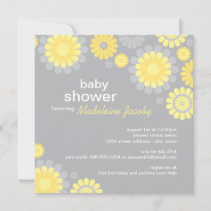 Invitation Fleurs Jaunes et Grises Modernes de Marguerite Bab