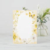 Invitation Fleurs jaunes et papillons blanc mariage (Debout devant)