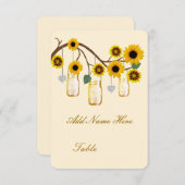 Invitation Fleurs Jaunes Mason Jars Table Place Card (Devant / Derrière)