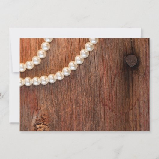 Invitation Fleurs Jaunes, Perles, Mariage campagnard En Bois  (Dos)