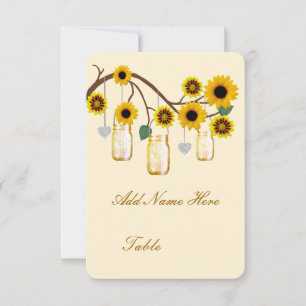Invitation Fleurs Jaunes Pots Mason Porte-noms de Table