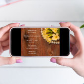 Invitation Fleurs Jaunes Rustiques Perles Quinceanera Grange