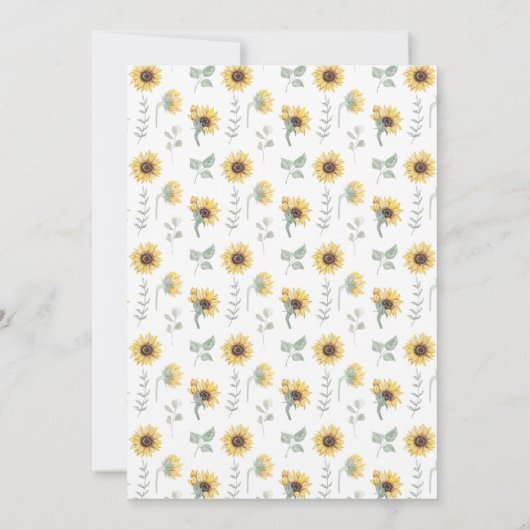 Invitation Fleurs Jaunes Rustiques Tournesol Jardin Mariage (Dos)