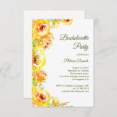 Invitation Fleurs jaunes. Soirée Bachelorette fleurie (Devant / Derrière)