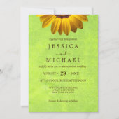 Invitation Fleurs jaunes sur Mariage vert Abstrait (Devant)