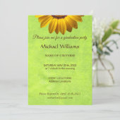 Invitation Fleurs jaunes sur Monogramme vert Abstrait (Debout devant)