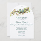 Invitation Fleurs Jaunes Turquoise Aqua Blue Bird Wedding Inv (Devant)