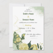 Invitation fleurs jaunes verdure mariage (Devant)