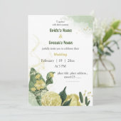 Invitation fleurs jaunes verdure mariage (Debout devant)