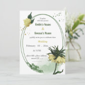 Invitation fleurs jaunes verdure mariage (Debout devant)