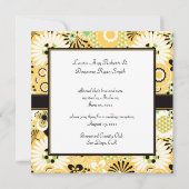 Invitation Fleurs Jaunes Vertes Marron Rétro Mariage Après-Ma (Devant)