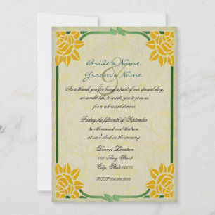 Invitation Fleurs Jaunes Vintage Dîner de Répétition de Maria