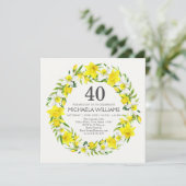Invitation Fleurs jonquilles blanches jaunes 40e fête d'anniv (Debout devant)
