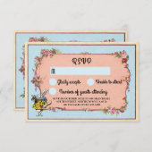 Invitation Fleurs Lapin Merveilleux Mariage RSVP (Devant / Derrière)