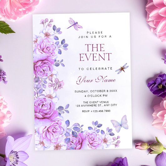 Invitation Fleurs libellule
