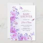 Invitation Fleurs libellule baby shower (Devant)