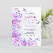 Invitation Fleurs libellule douche de mariée (Debout devant)