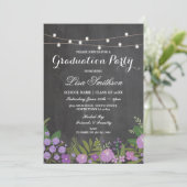 Invitation Fleurs Lilac Chalk de la partie de graduation rust (Debout devant)
