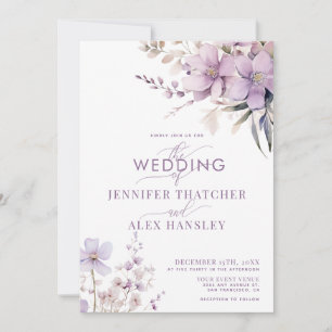 Invitation Fleurs Lilac   Mariage floral de script rustique