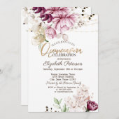 Invitation Fleurs Lilac Parties scintillant Papillons Quincea (Devant / Derrière)