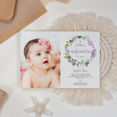 Invitation Fleurs Lilac Rustiques Confirmation photo fille