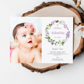 Invitation Fleurs Lilac Rustiques Photo Girl Dedication