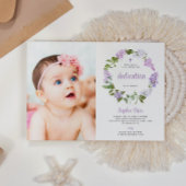 Invitation Fleurs Lilac Rustiques Photo Girl Dedication