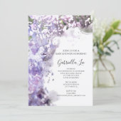 Invitation Fleurs Lilac violettes Baby shower aquarelle (Debout devant)