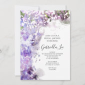 Invitation Fleurs Lilac violettes Fête des mariées aquarelle (Devant)