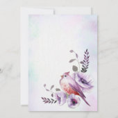 Invitation Fleurs lilas bordeaux pourpres avec plumes d'oisea (Dos)