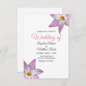 Invitation Fleurs Lilly Romantiques Mariage en bois (Devant / Derrière)