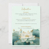Invitation Fleurs Lotus mariages aux bords or (Dos)